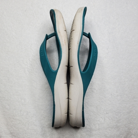 CROCS Swiftwater Teal Blue Thong Flip Flop Sandals - Picture 7 of 10